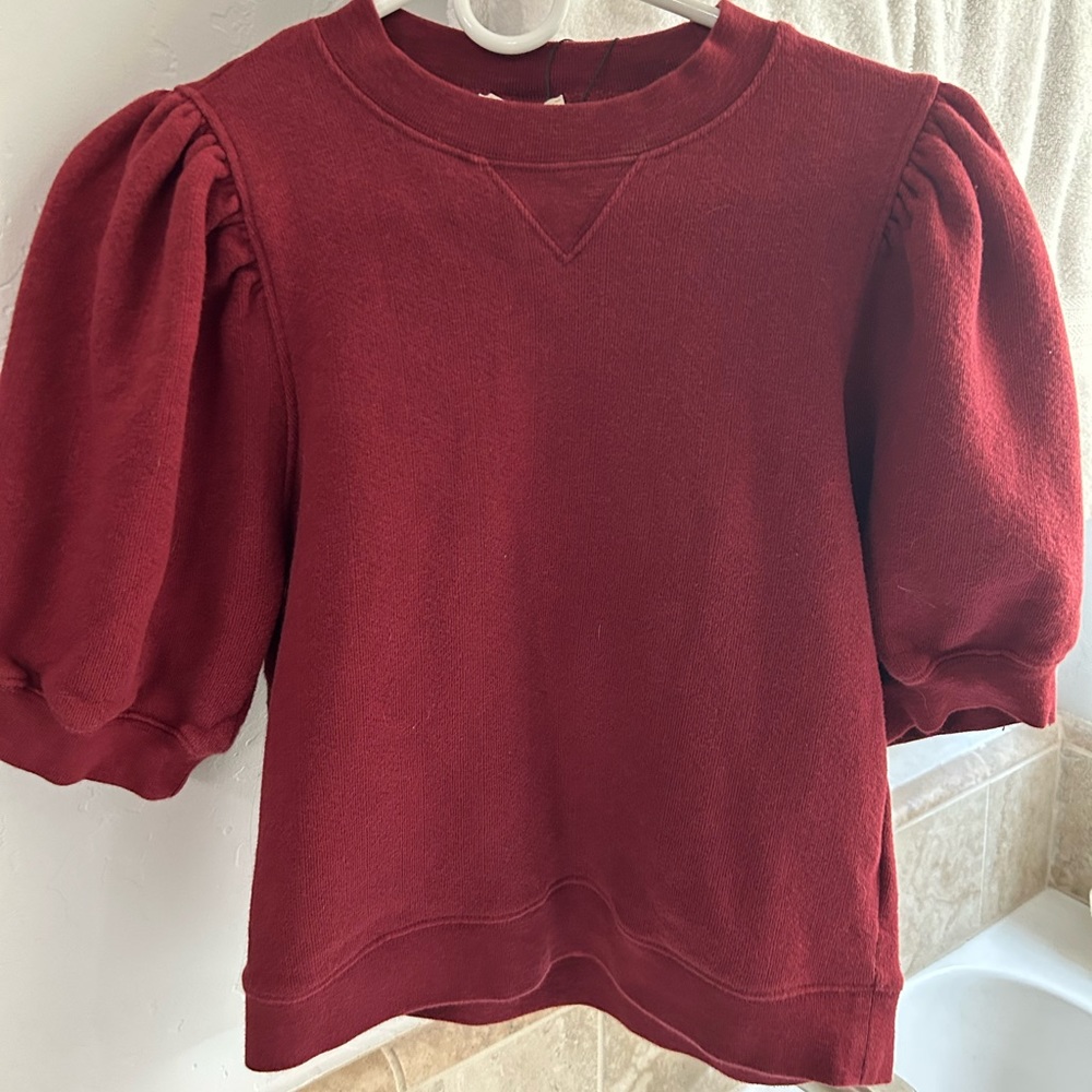 Ulla Johnson Rocia Puff Short Sleeve Sweatshirt Top